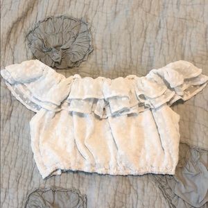 Floral Crop Top White Off Shoulder